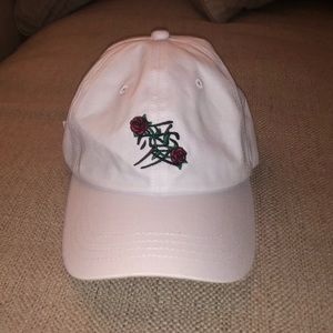 White Cap Rose Embroidered